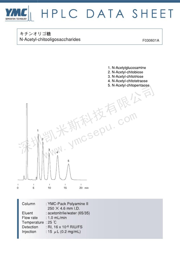 N-乙?;?殼低聚糖分離的液相色譜圖 N-乙酰基-殼低聚糖分離的液相色譜圖