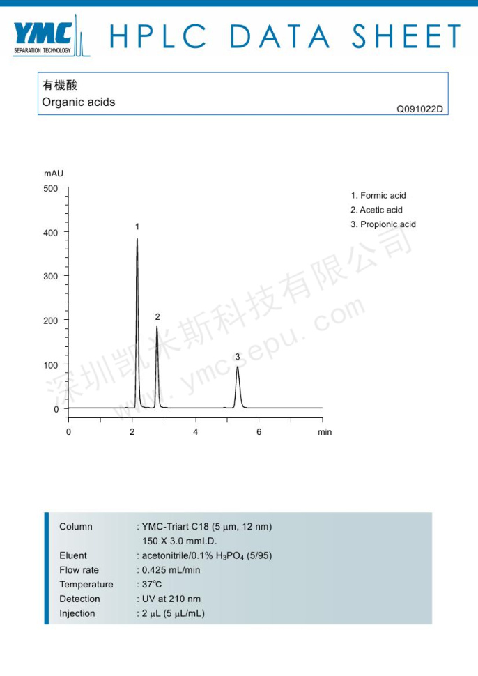 HPLC測(cè)定有機(jī)酸的色譜圖 HPLC測(cè)定有機(jī)酸的色譜圖