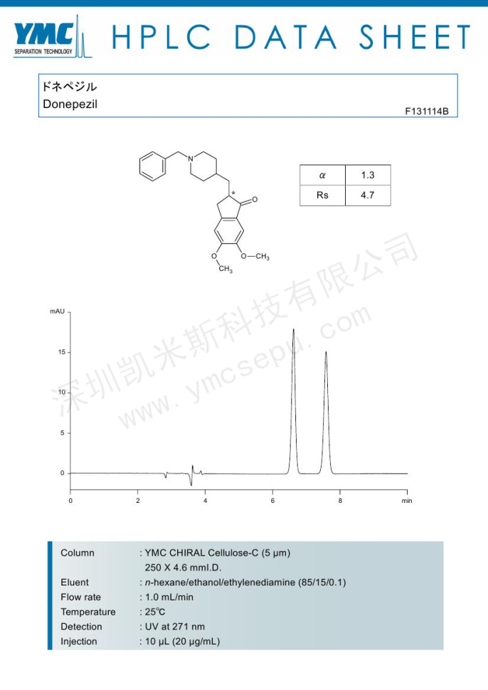多奈哌齊手性異構(gòu)體分離測定 多奈哌齊手性異構(gòu)體分離測定