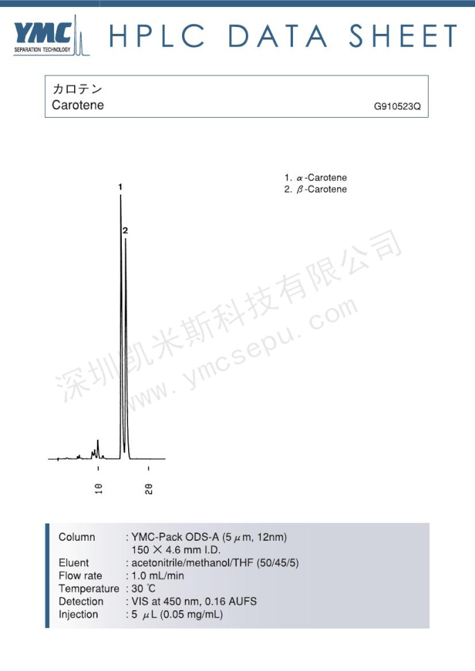 HPLC檢測胡蘿卜素的色譜圖 HPLC檢測胡蘿卜素的色譜圖